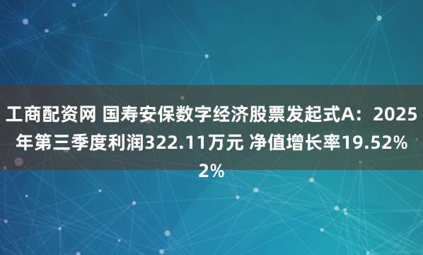 工商配资网 国寿安保数字经济股票发起式A：2025年第三季度利润322.11万元 净值增长率19.52%